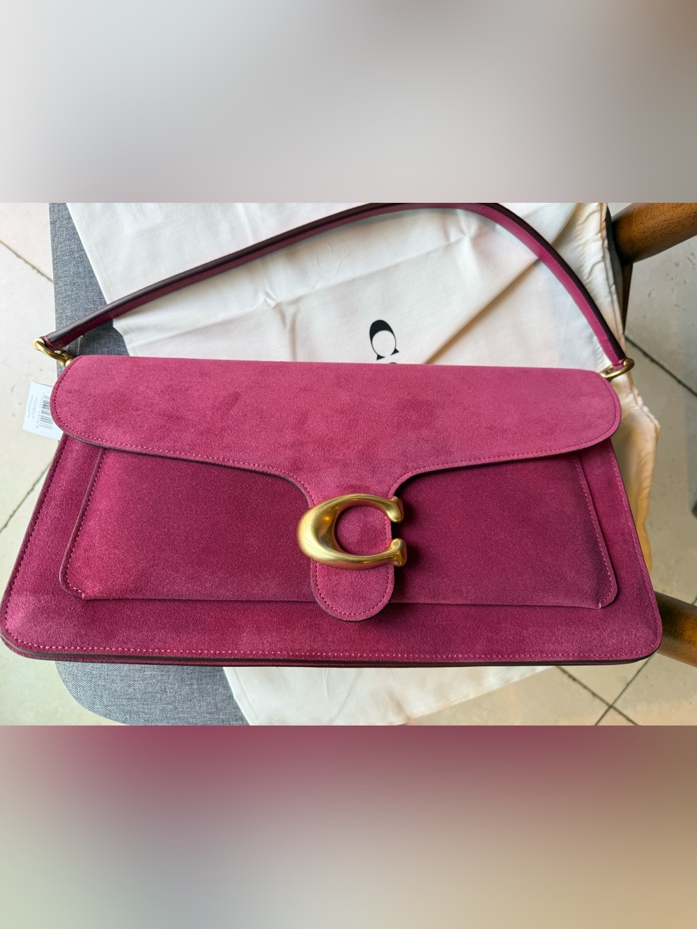 Coach Tabby 36 Fuchsia Pink Suede Shoulder Bag NWT - Picture 10 of 13
